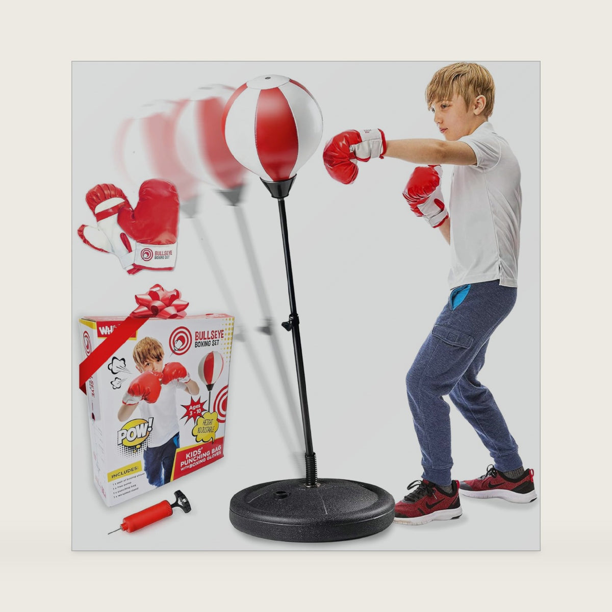 Whoobli Punching Bag for Kids and Toddler Incl Boxing Gloves| 3 4 5 6 7 8+ Years Old Adjustable Kids Boxing Bag with Stand| Sports Toy for Boys| Ideal Christmas Birthday Gift for Children; New 2026