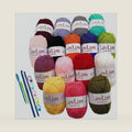 Milk-Cotton Crochet Yarn Kit, 16 Skeins DK Weight, 1000+ Yards, Hooks, Needles & Safety Eyes, 40+ Free Patterns, for Amigurumi, Crocheting & Knitting - Complete Starter Kit