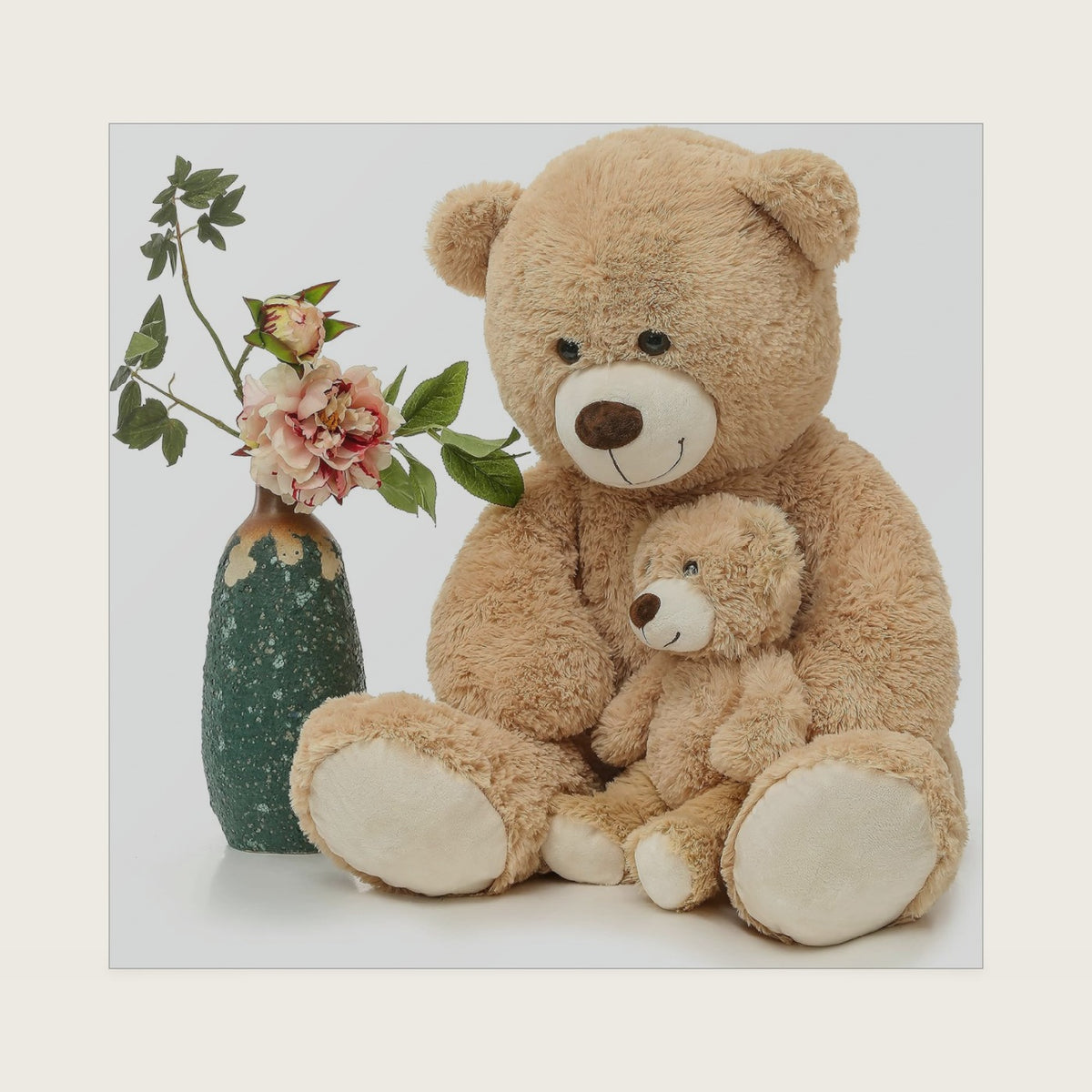 MorisMos 39" Giant Teddy Bear, Big Mommy with Baby Bear for Baby Shower