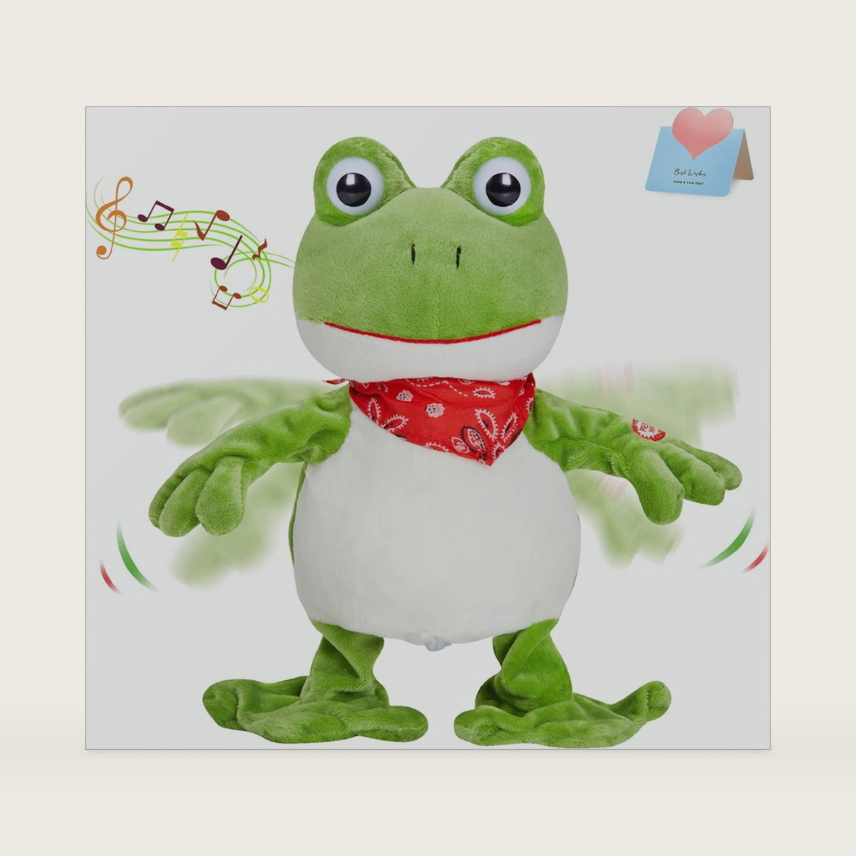 Houwsbaby 12” Green Frog Toy Croaking Frog Musical Stuffed Animal Frolick Froggy Shaking and Waving Electronic Interactive Animate Plush Toy Birthday Holiday Present