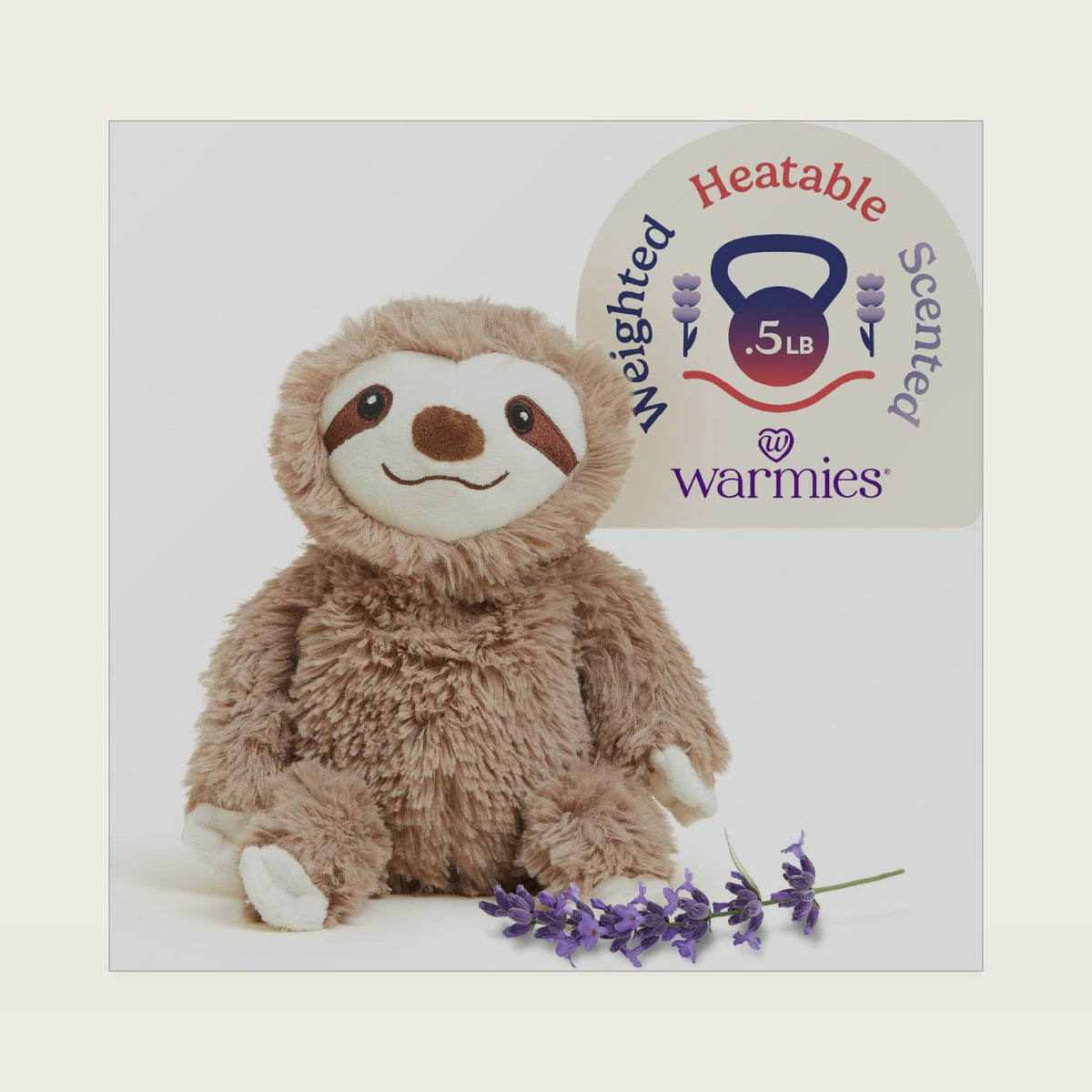 warmies Junior Microwavable & Weighted Stuffed Animals, Sloth - Heated Stuffed Animal Plushie for Warmth & Comfort - Cute Soft Plush Toys for Adults & Children (Boys, Girls, Babies & Toddlers)