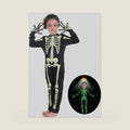 Besutolife 4T Toddler Skeleton Costumes Kids Halloween Skeleton Costume Glow in The Dark with Gloves White Bones Stretch Body Suit for Boys Girls