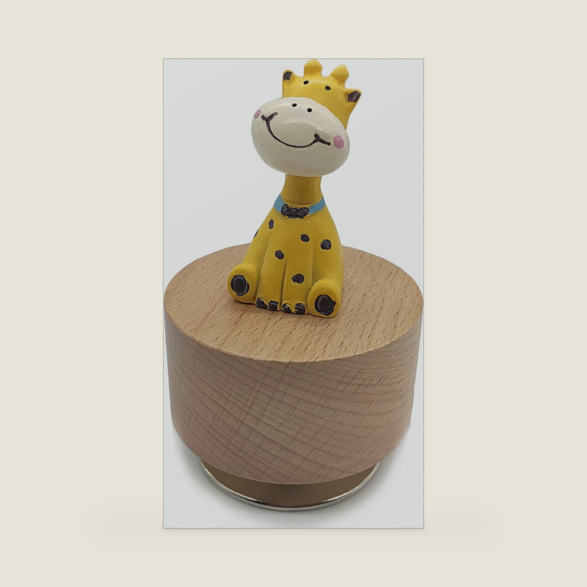 Mini Wooden Animal Rotary Music Box with Cute Giraffe Ornament (You are My Sunshine.)