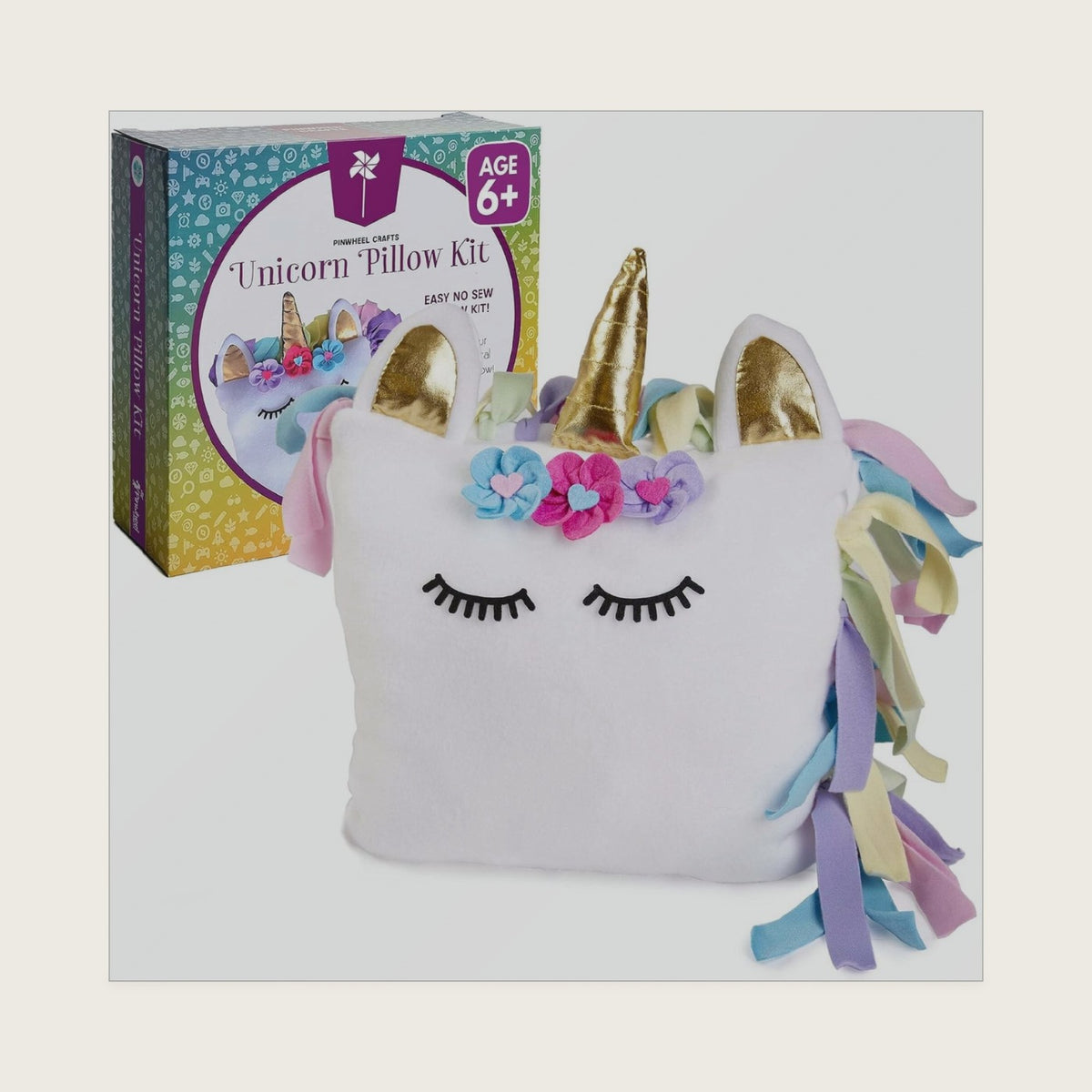 Pinwheel Crafts No Sew Unicorn Pillow Kit for Girls Ages 4-8
