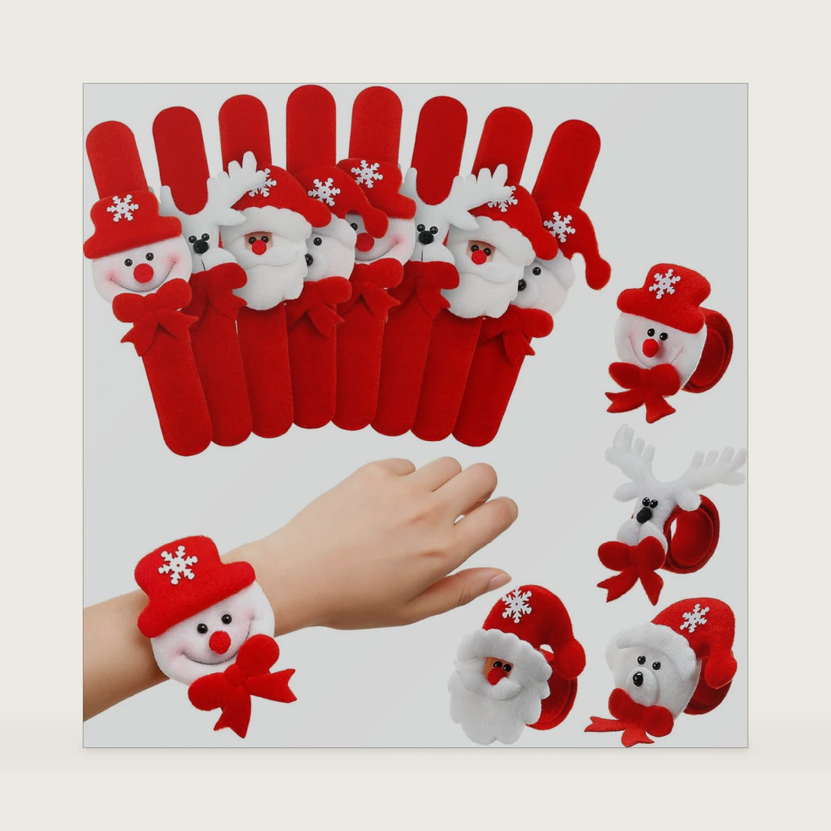 Blulu 20 Pcs Christmas Slap Bracelets Xmas Snap Bracelet Party Favors, Cute