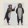 Funziez! Adult Onesie Halloween Costume Animal Dinosaur Shark Unisex Plush One Piece Cosplay Suit for Adults, Men and Women