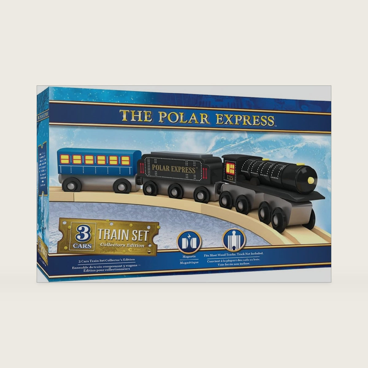 MasterPieces Wood Train Sets - The Polar Express 3 Piece Train Set - Officially Licensed Toddler & Kids Toy