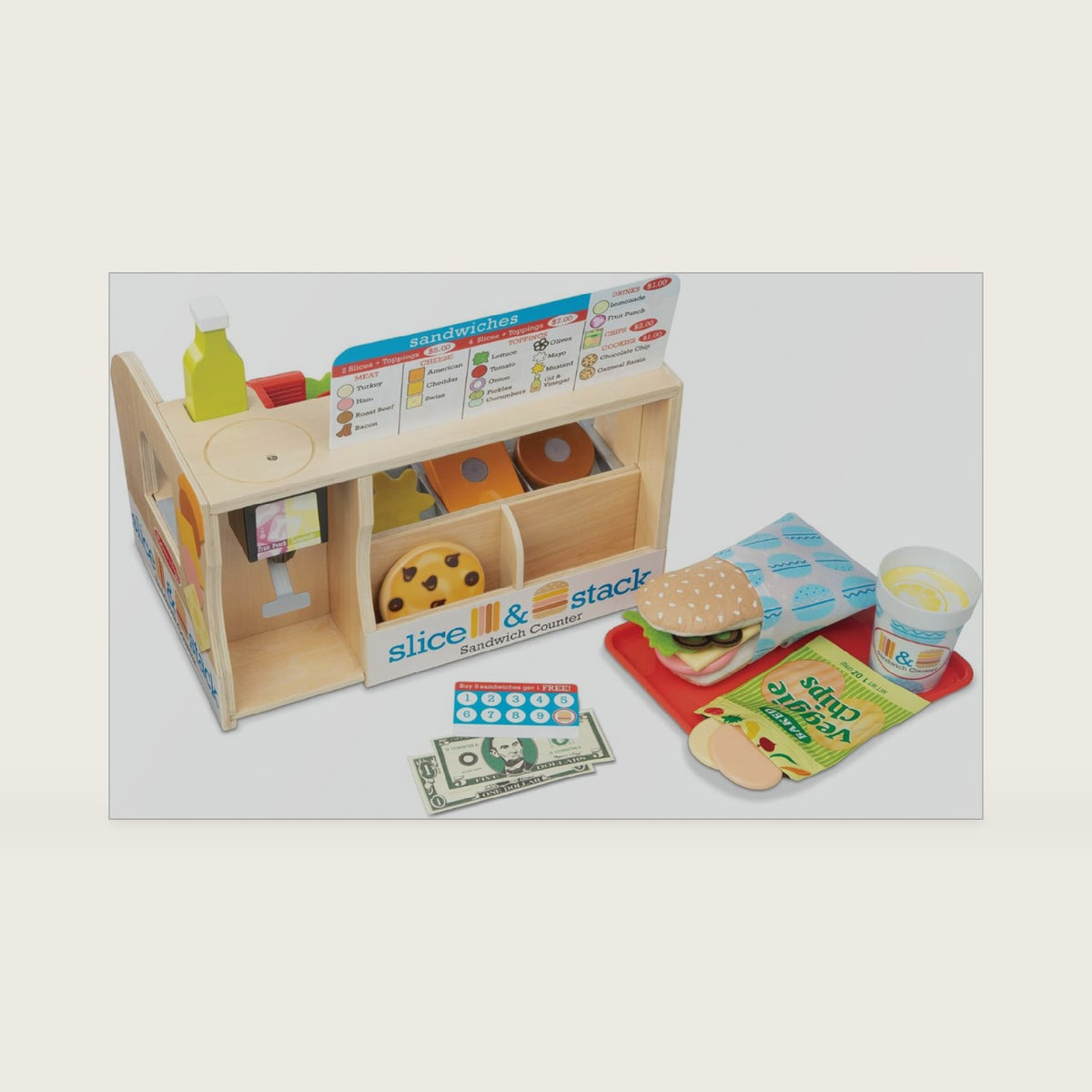 Melissa & Doug Slice & Stack Wooden Sandwich Counter Play Set