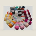 Milk-Cotton Crochet Yarn Kit, 24 Skeins DK Weight, 1500+ Yards, Hooks, Needles & Safety Eyes, 40+ Free Patterns, for Amigurumi, Crocheting & Knitting - Complete Starter Kit