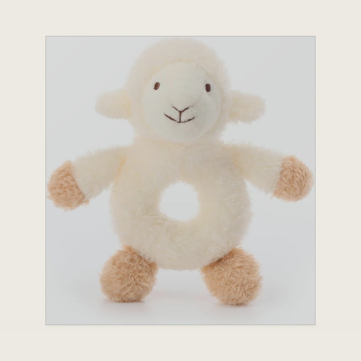 Apricot Lamb Baby Lovey Lamb Soft Rattle Toy Plush Stuffed Animal 6''