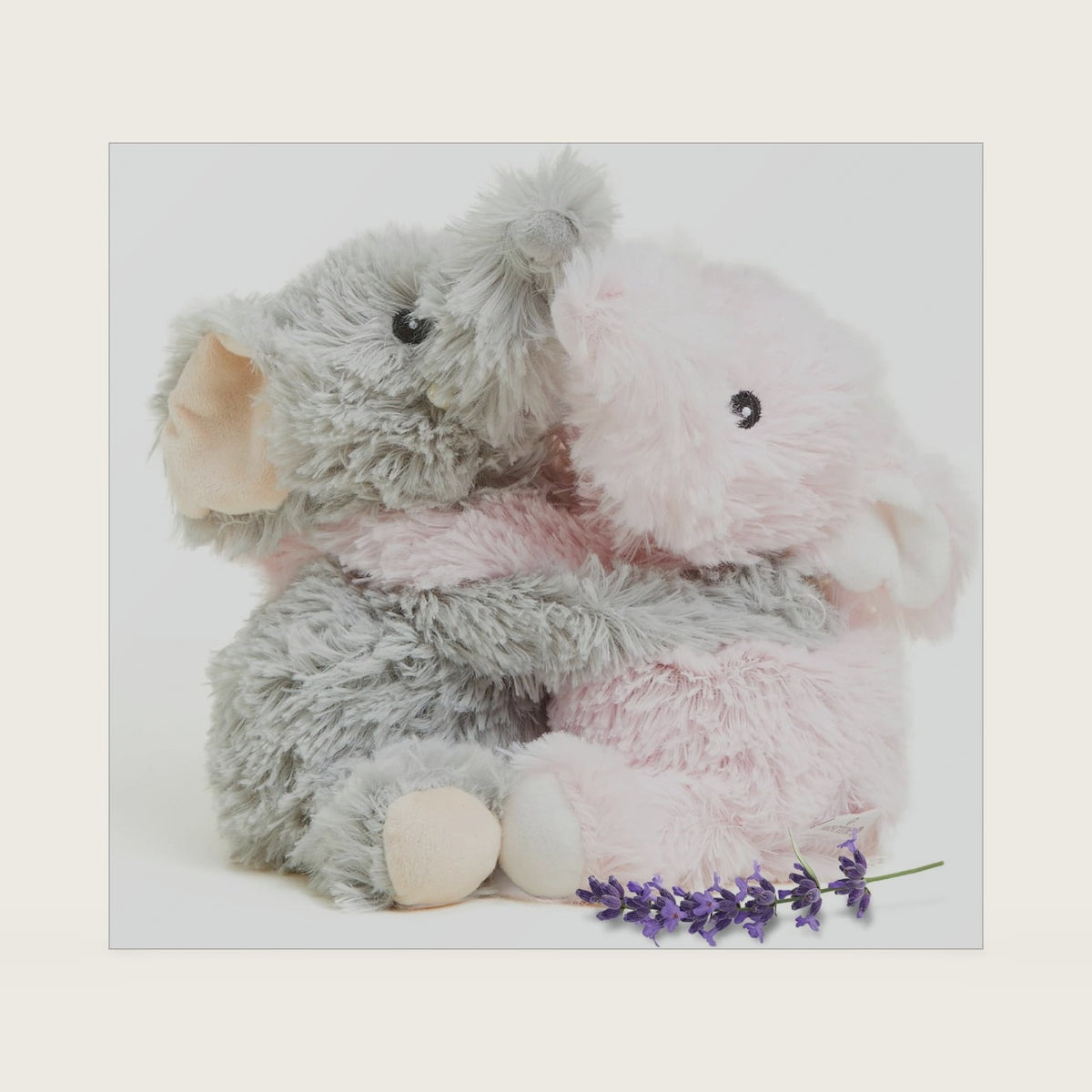 warmies Hugs Duo Weighted Stuffed Animal Elephant, Weighted Plush, Gray