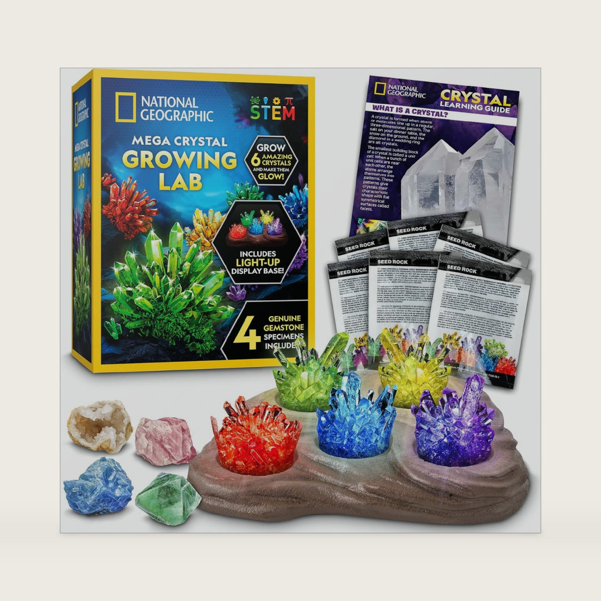 National Geographic Mega Crystal Growing Kit with 6 Crystals for Kids 8-12
