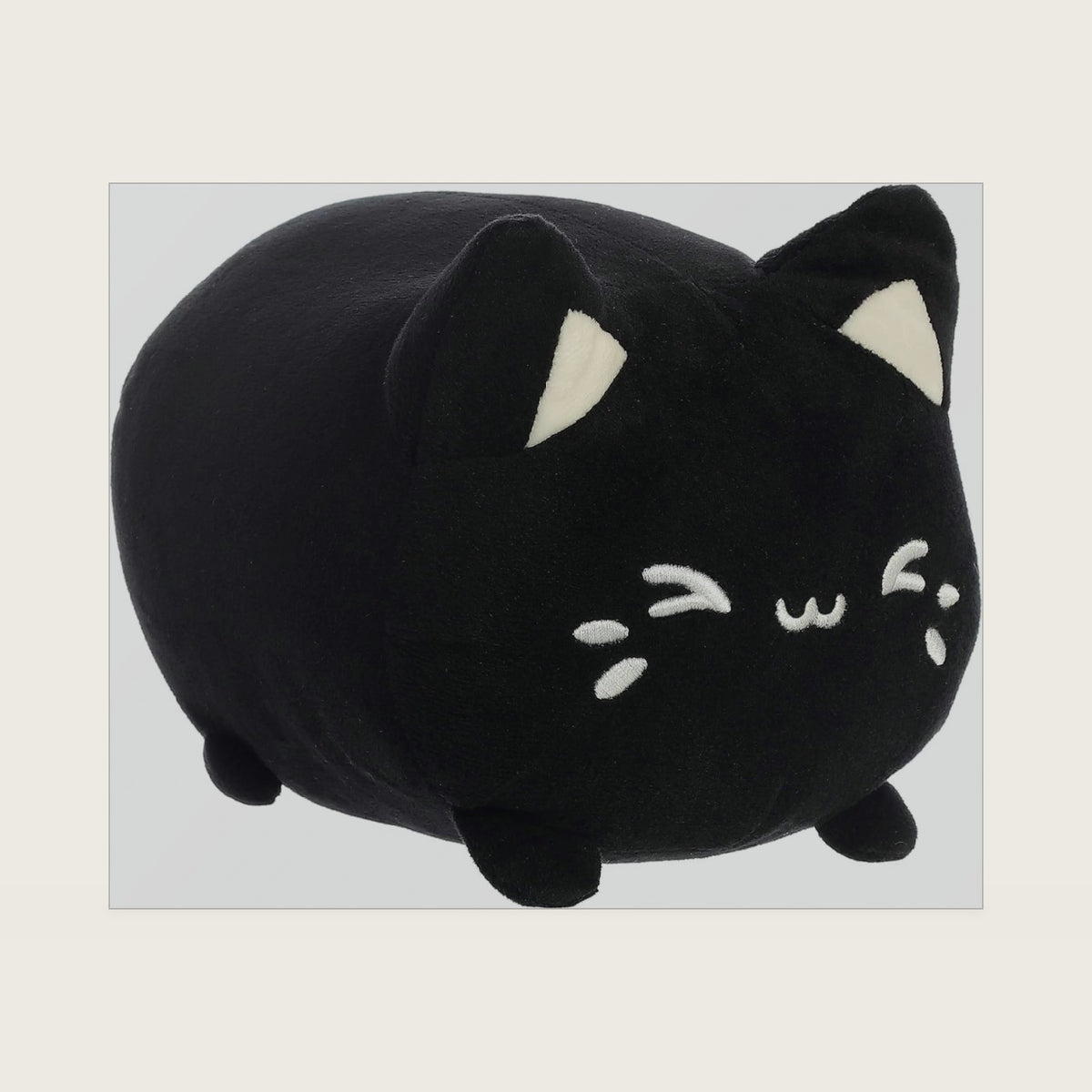 ® Enchanting Tasty Peach® Black Sesame Meowchi Stuffed Animal - Bright & Colorful Design - Showpiece Plush - Black 7 Inches