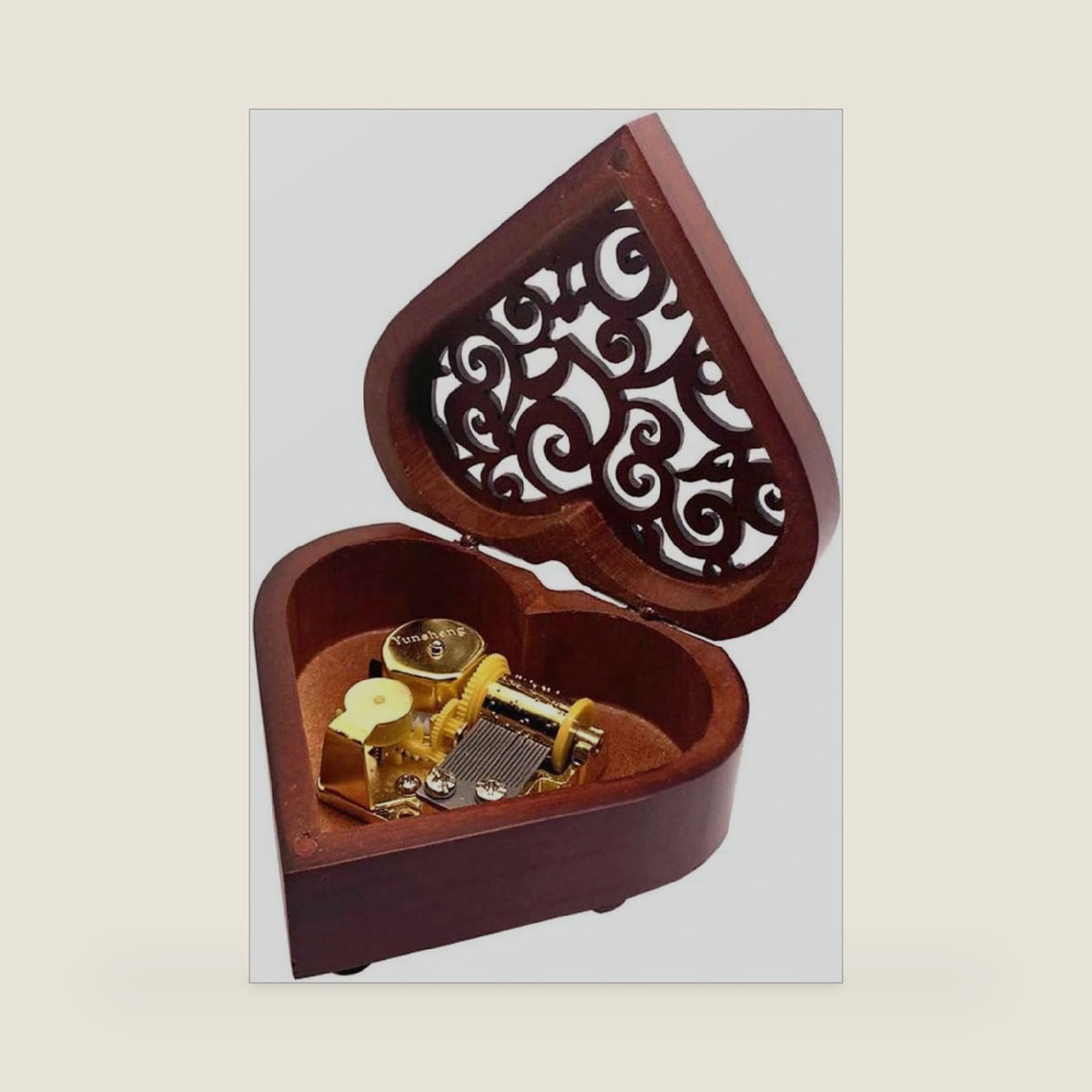 Edelweiss Music Box, Heart Shaped Vintage Hollow Out Wood Mechanism Wind Up Musical Box Gifts for Birthday Christmas Wedding Valentine's Day