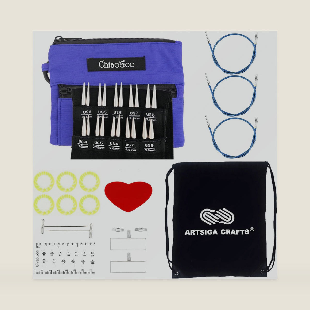 ChiaoGoo Twist Shorties Blue 2 & 3 Inch 7230-S Interchangeable Set