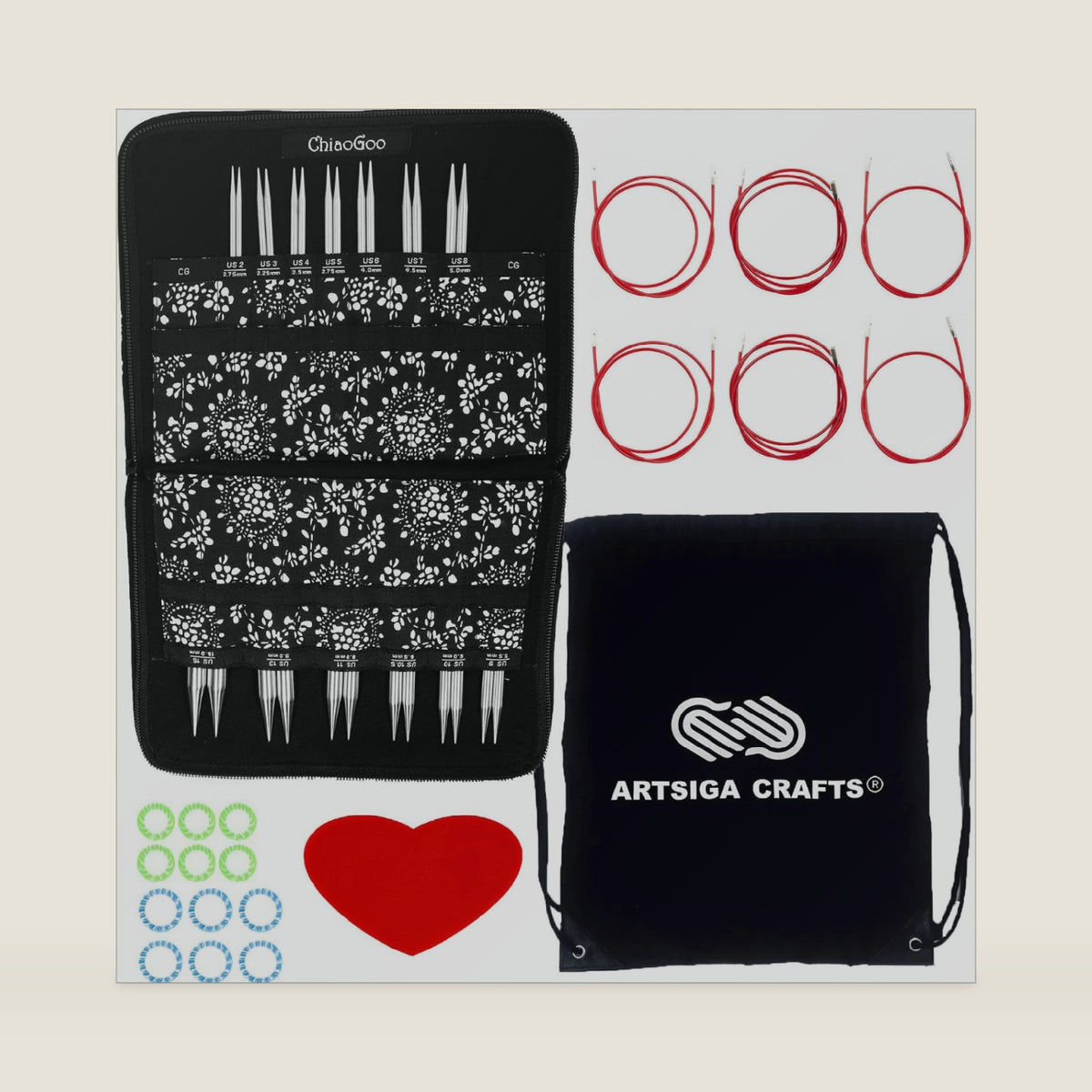 ChiaoGoo Twist Red Lace 4-inch Complete 7400-C Interchangeable Set