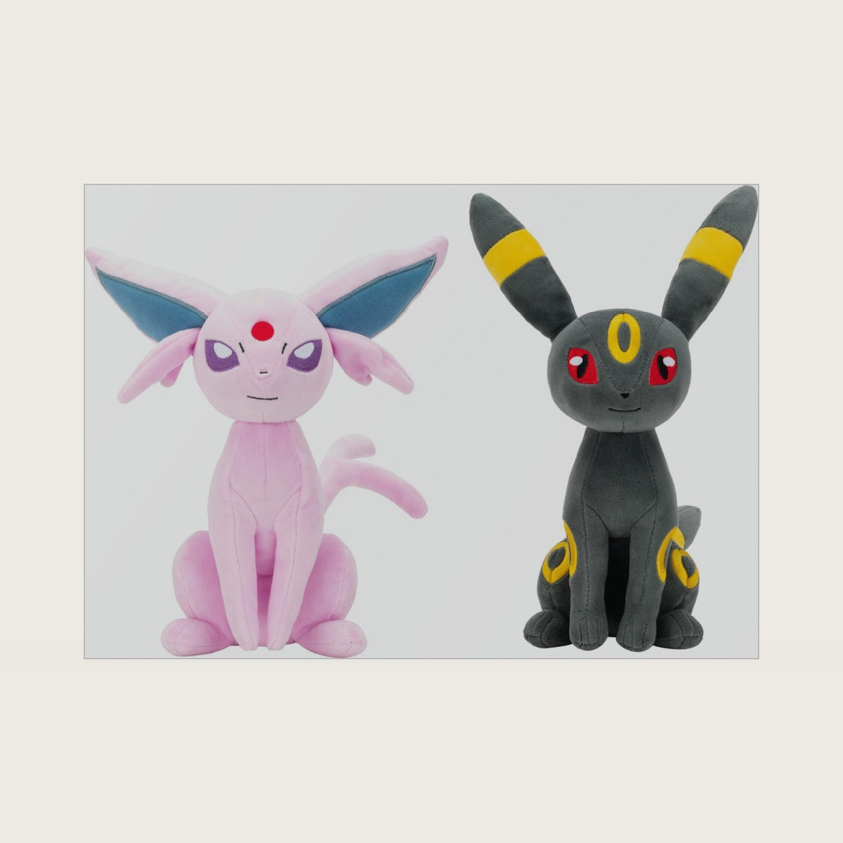 Espeon and Umbreon Plush 2-Pack - Two 8-Inch Soft Plush with Authentic Details
