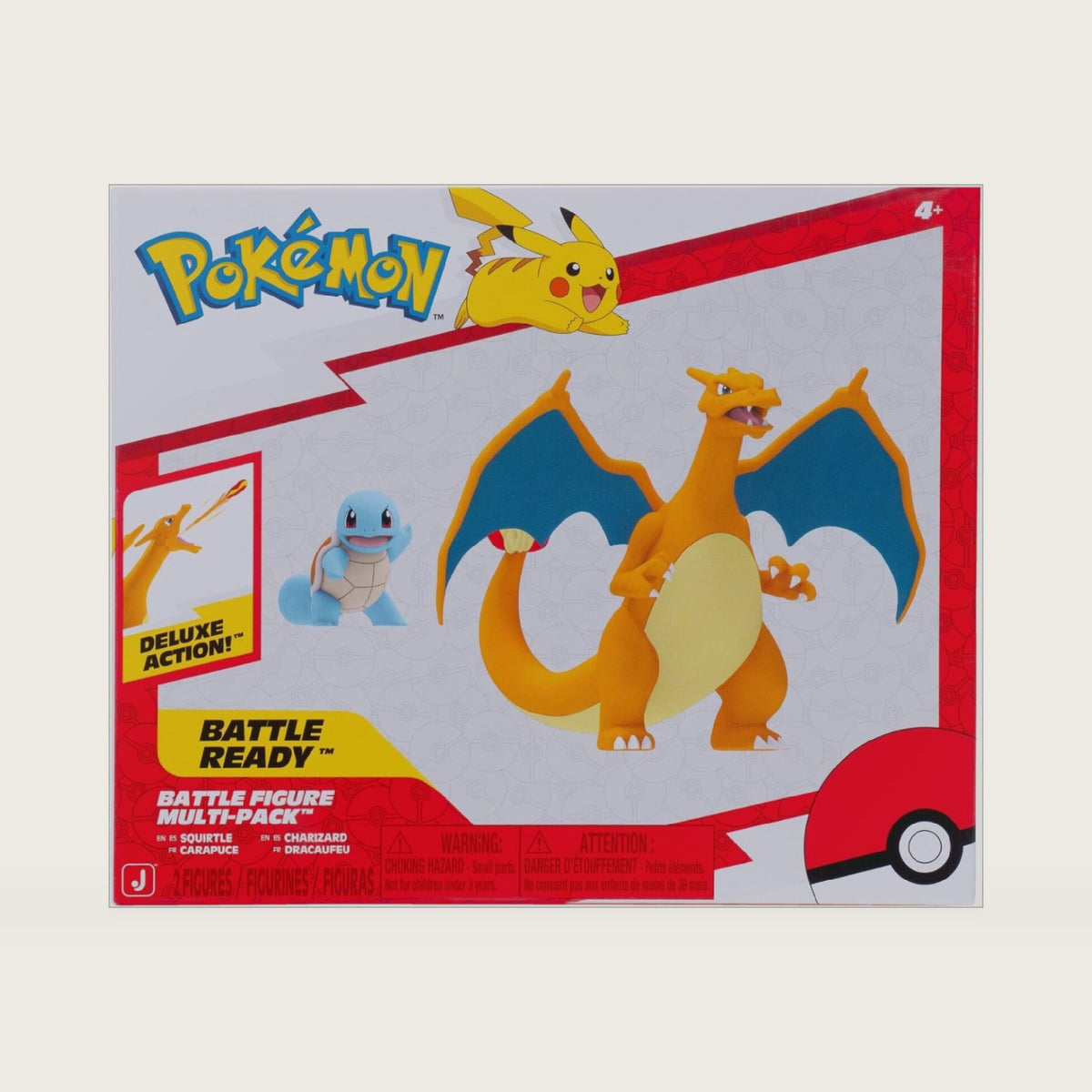 Fire and Water Battle Pack - Includes 4.5 Inch Flame Action Charizard and 2" Squirtle Action Figures - Exclsuive