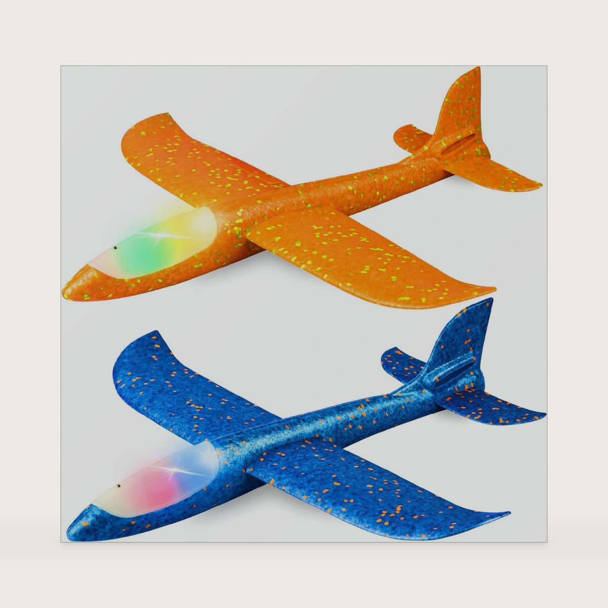 2 Pack LED Light Airplane,17.5" Large Throwing 2 Flight Mode Glider Plane