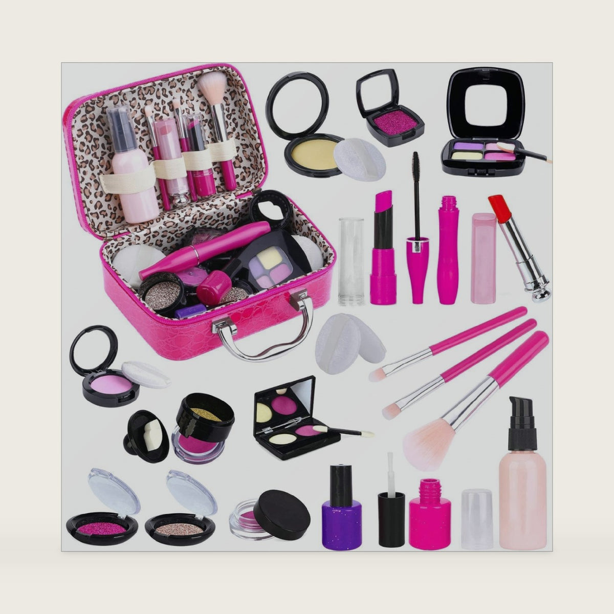 TEPSMIGO Pretend Makeup Kit for Girls, Kids Pretend Play Makeup Set - with Cosmetic Bag for Birthday Christmas, Toy Makeup Set for Little Girls Age 3+(Not Real Makeup)