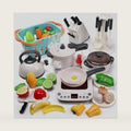 CUTE STONE Pretend Play Kitchen Toy with Cookware Steam Pressure Pot and Electronic Induction Cooktop, Cooking Utensils, Toy Cutlery, Cut Play Food, Shopping Basket Learning Toy for Girls Boys