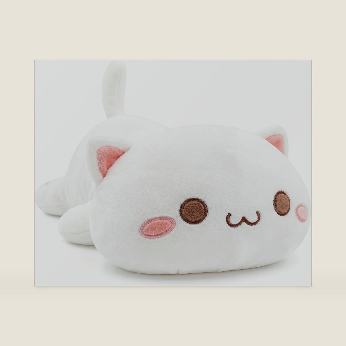 Onsoyours Cute Kitten Plush Toy Stuffed Animal Pet Kitty Soft Anime Cat Plush Pillow for Kids (White Cat, 12")