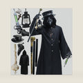 Absolute Vibe Plague Doctor Bird Mask and Hat Combo Set Halloween Costume Steampunk Cosplay Props (L, BLACK-001)