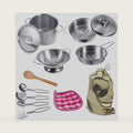 Mini Play Pots and Pans Toys for Kids Kitchen Playset Pretend Cookware Utensils Play Set Play Cooking Toys Mini Stainless Steel Cooking Utensils Toys Kitchen Playset Accessories for Boys Girls
