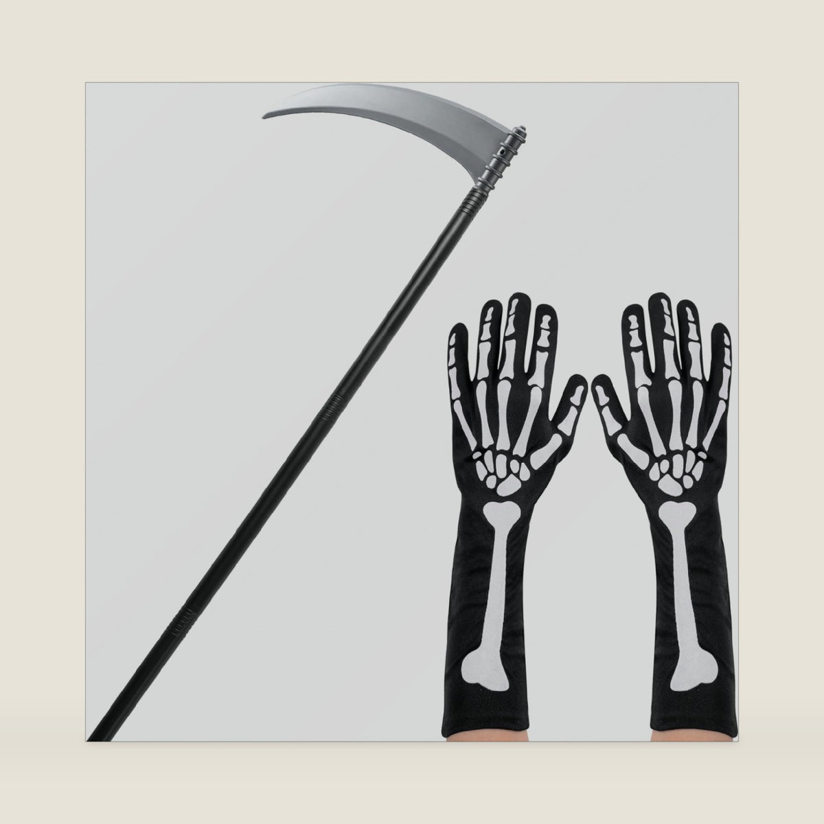 JOYIN Grim Reaper Accessories Set with Grim Reaper's Scythe Prop and Scary Skeleton Gloves for Halloween Sickle Toy Accessories Costume for Adult or Kids Pretend, Dress Up Party