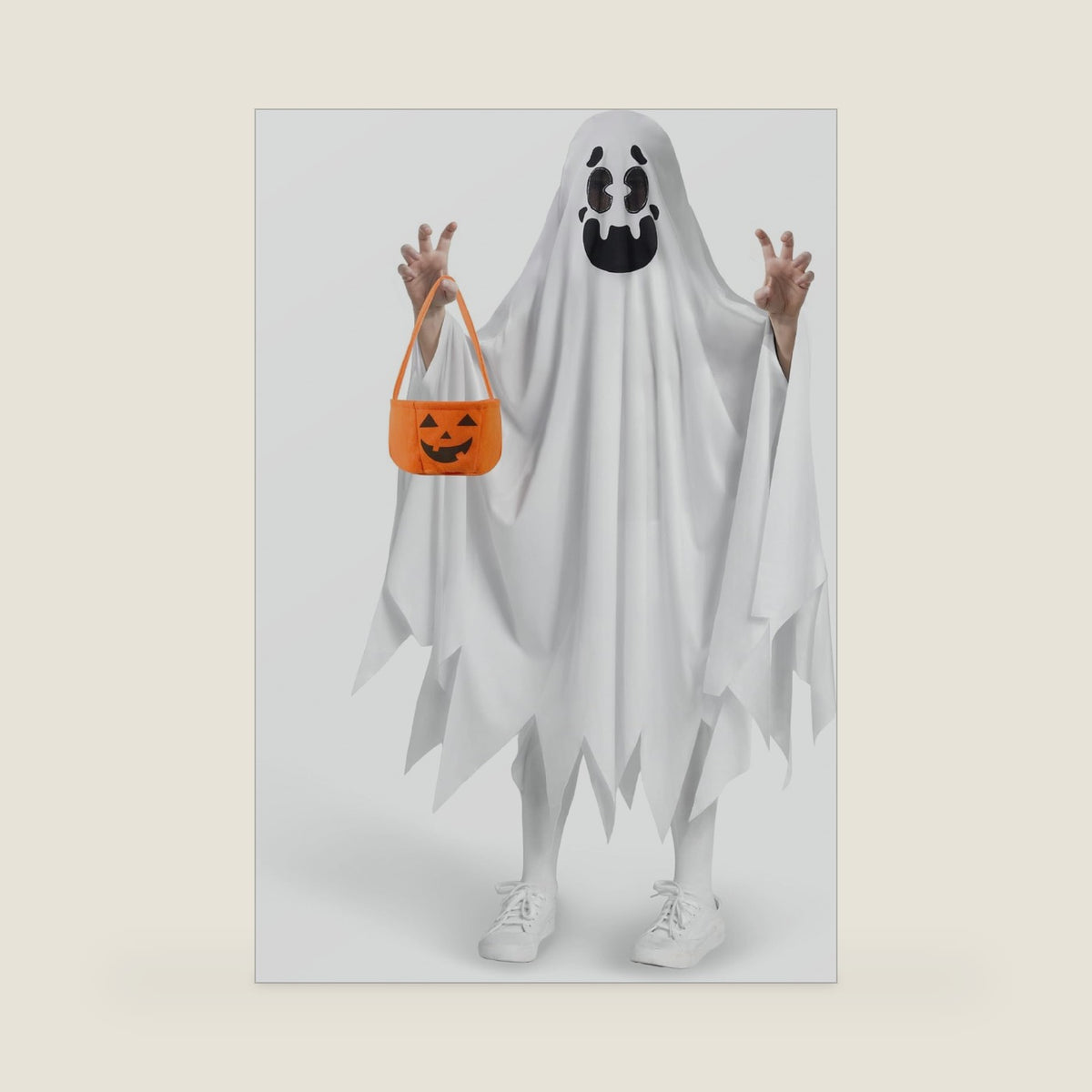 Spooktacular Creations Ghost Costume for Kids with Pumpkin Basket, Scary Halloween Costume for Boys