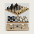 Regal Games - Reversible Wooden Board for Chess, Checkers & Tic-Tac-Toe - 24 Interlocking Wooden Checkers and 32 Standard Chess Pieces - for Age 8 to Adult for Family Fun