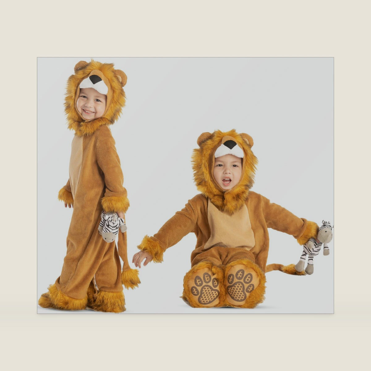 Spooktacular Creations Halloween Toddler Lion Costume with Zebra Toy, Lion Costume Kids for Baby Halloween Dress Up Party