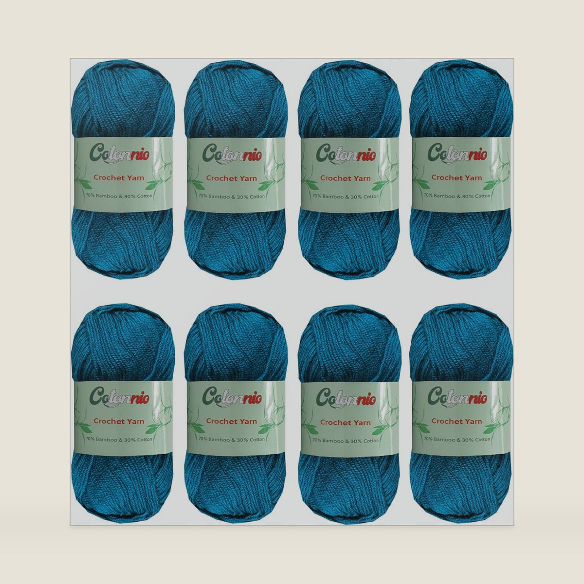 8 Skeins Crochet Knitting Yarn 70% Rayon derived from Bamboo, 30% Cotton Superfine Fingering Weight Sunny Cat Cotonnio Imported (Aegean Blue)