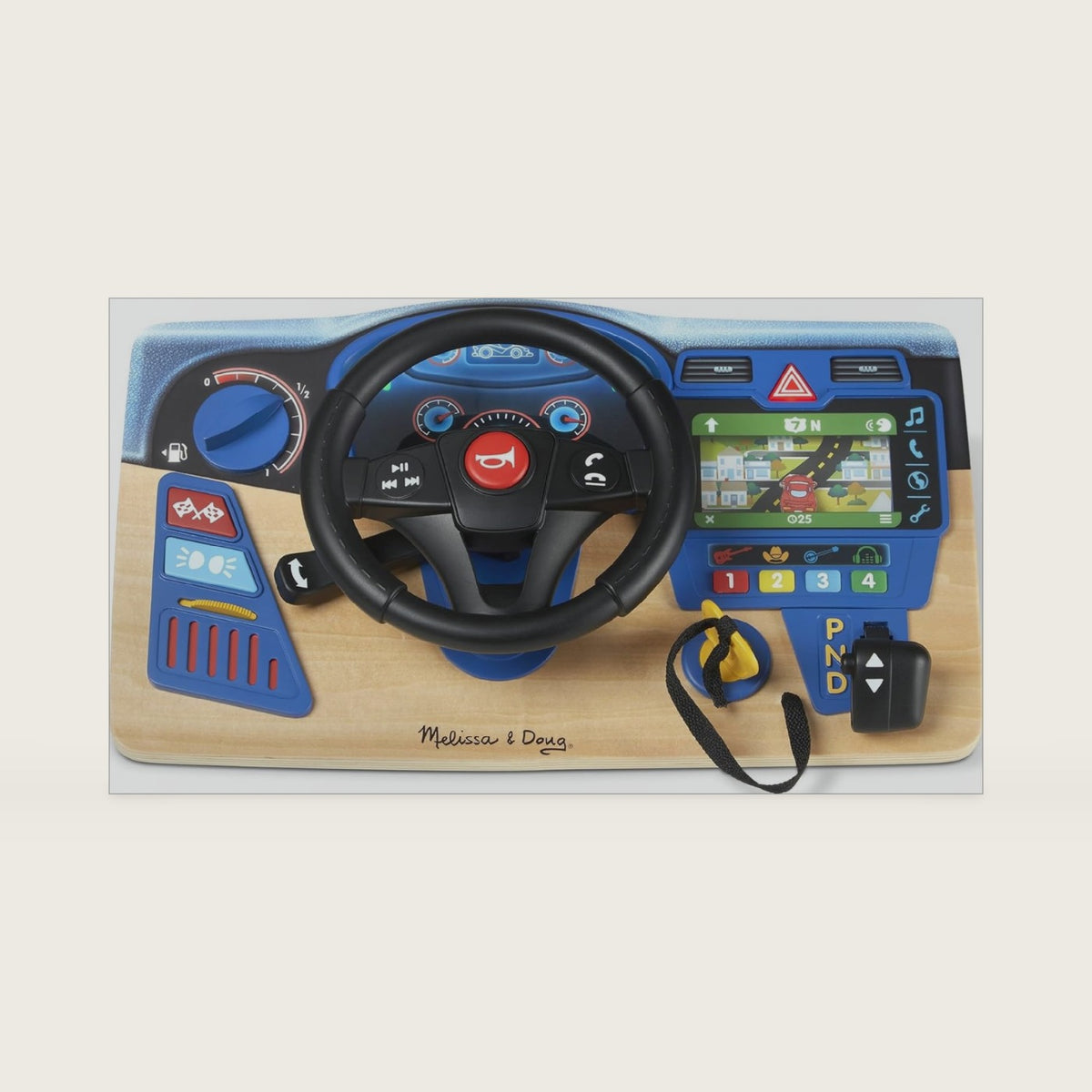 Melissa & Doug Vroom & Zoom, Interactive Wooden Dashboard, Racing Car Steering Wheel Toy, Lights & Sounds, Preschool Learning Toys for Girls & Boys 3+ - FSC Certified
