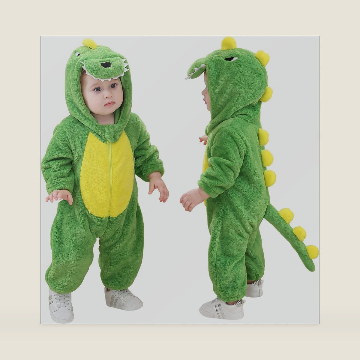 Toddler Dinosaur Costume, Baby Hooded Animal Romper Jumpsuit for Dress Up