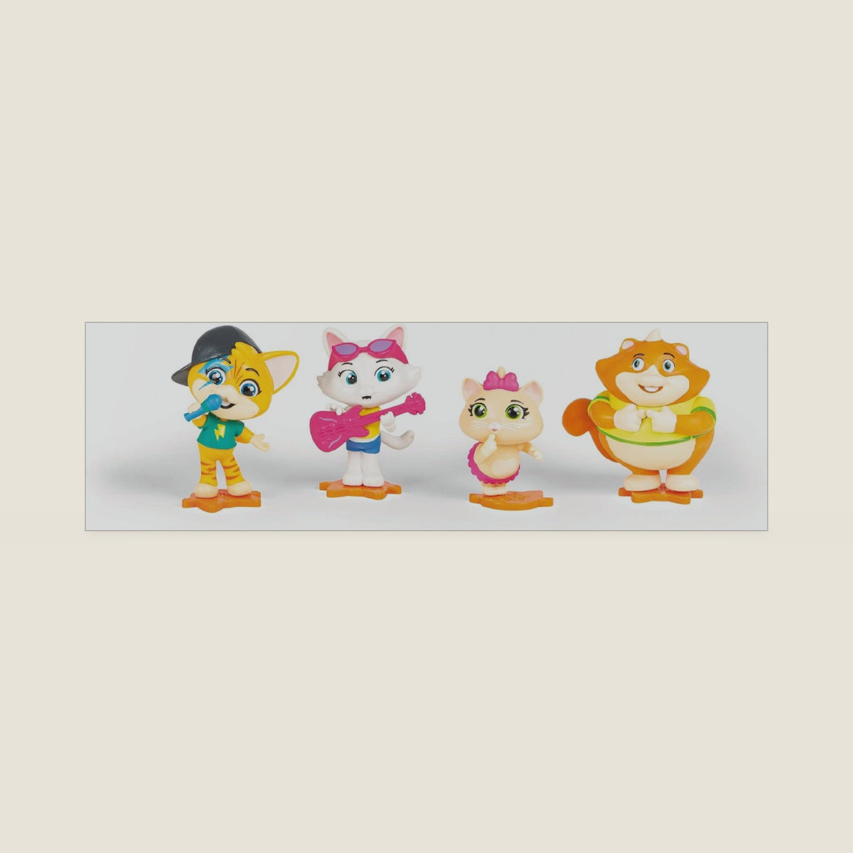 44 Cats – Pack of 4 Articulated Figures, Characters of Lampo, Meatball, Pilou and Milady- 8 cm