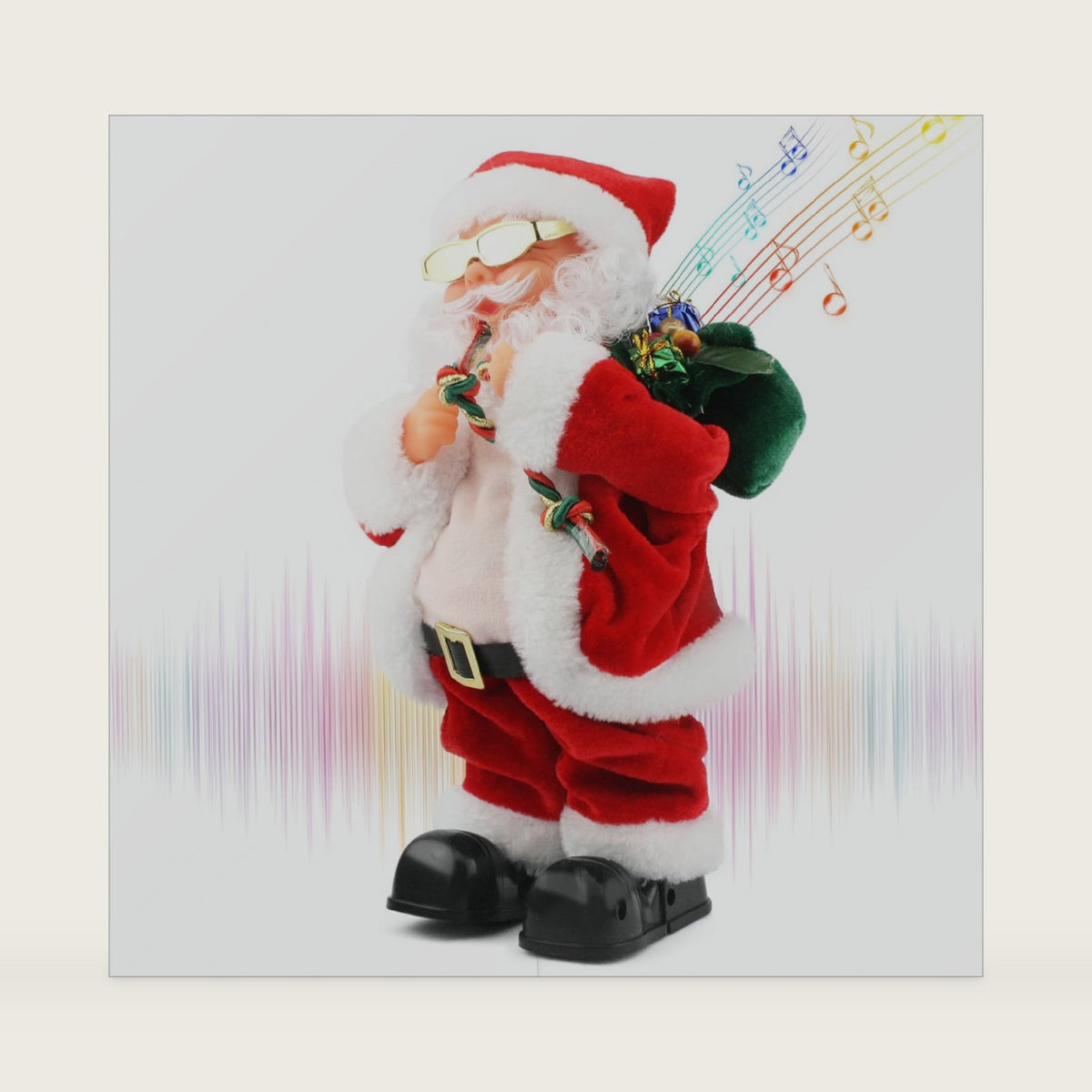 Gfilay Dancing Santa Plush Toy with Shaking Belly and Wobbling Sunglasses