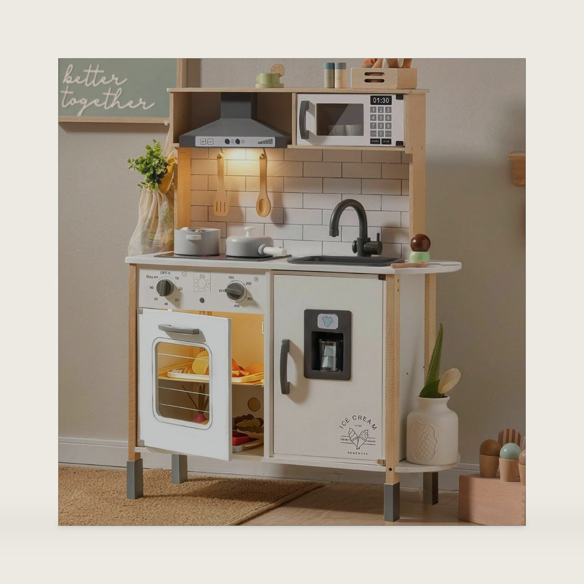 Tiny Land Play Kitchen for Kids – Real Lights, Sounds & Adjustable Height