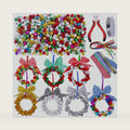 14 Sets Wreath Tree Ornaments Craft Kit with Ribbons, Bows and Bells Assortment for Kids Holiday Winter Bracelets and Necklaces