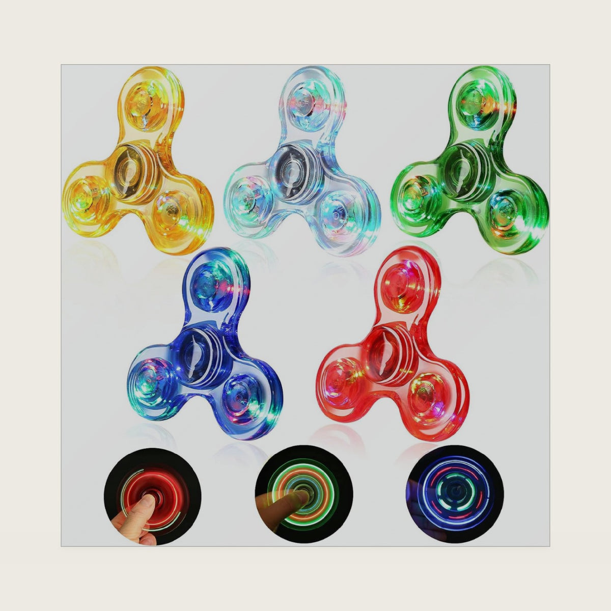 SCIONE 5 Pack LED Light Up Fidget Spinners,Glow in The Dark Sensory Toys for Kids,Fidget Stress Toys for Anxiety Relief,Party Favors,Classroom Prizes,Stocking Stuffers