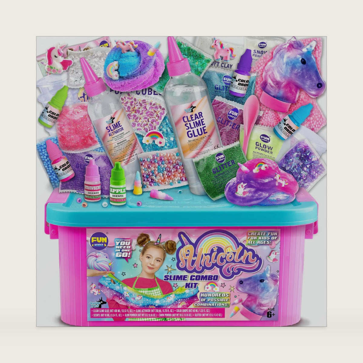 Fluffy Unicorn Slime Kit for Girls, FunKidz Cloud Slime Gift for Ages 6+ Kids Fun Slime Making Kit Awesome Craft Toy Birthday Present Ideas