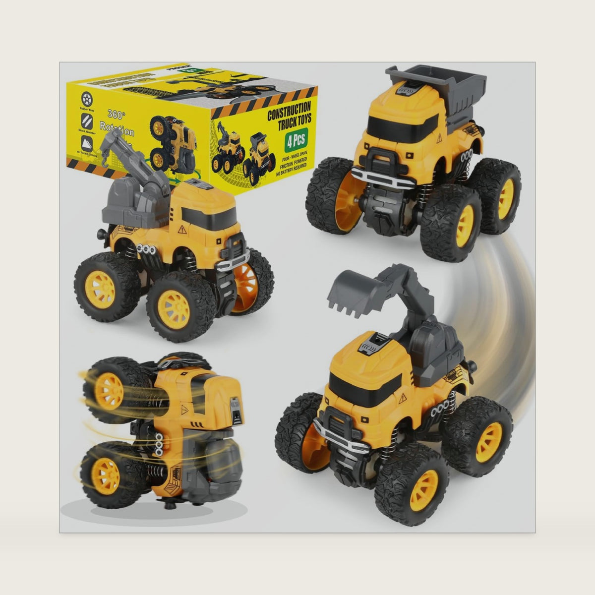Construction Toys, Mixer Excavator Crane Dump Truck Toy for Boys Age 4-7