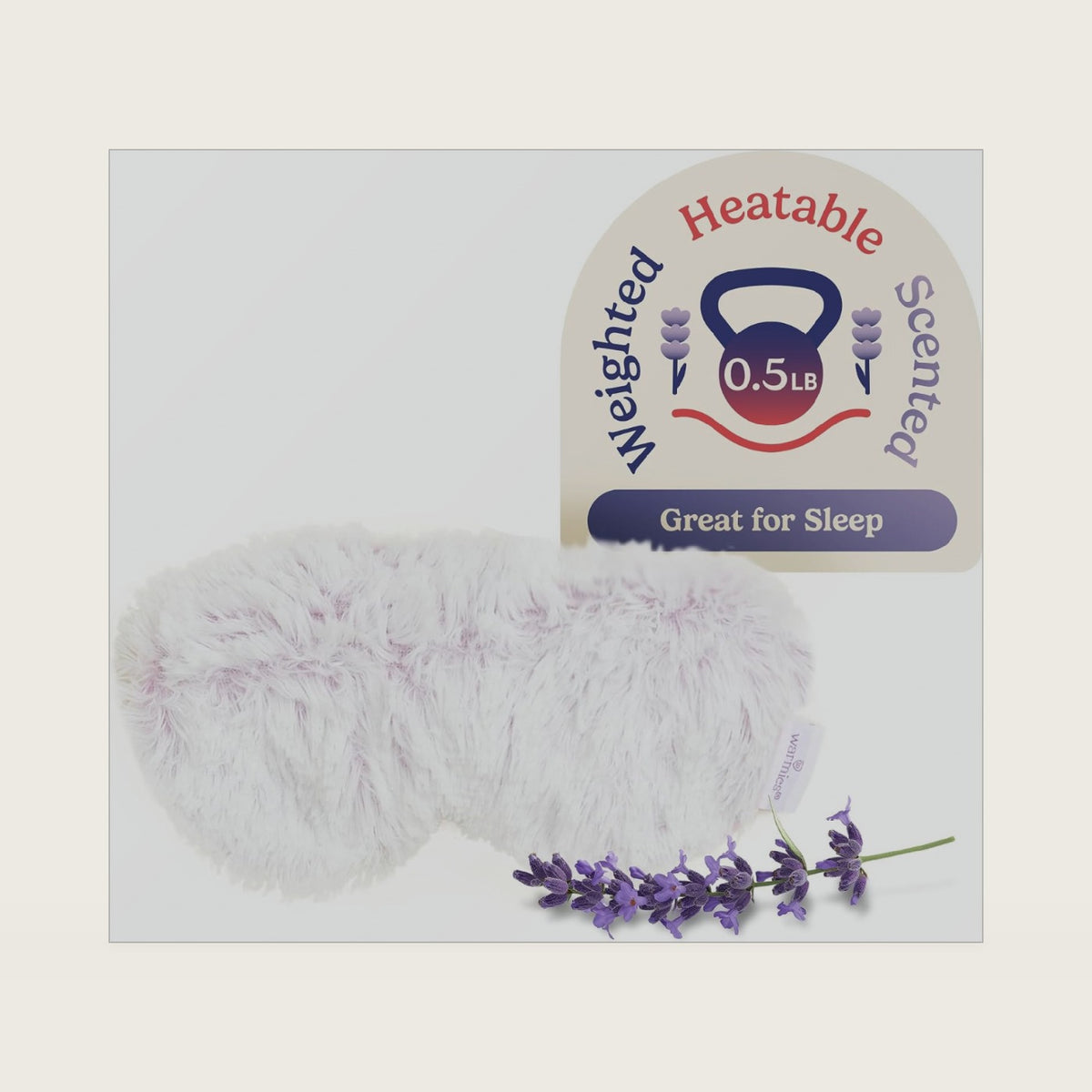 warmies Microwavable Eye Mask for Warmth & Comfort - Heating & Cooling Compress for Calming Relaxation - Weighted & Heated Eye Mask with Scented Lavender for Sleeping - Marshmallow Lavender