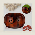 WILLBOND Wooden Yarn Bowl 6x3 Inch Knitting Crochet Holder,Brown