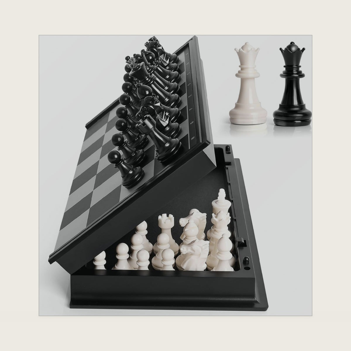 Travel Chess Set, 10 inch Magnetic Chess Board with 2 Extra Queen Portable Folding Board Chess Games for Kids, Adults