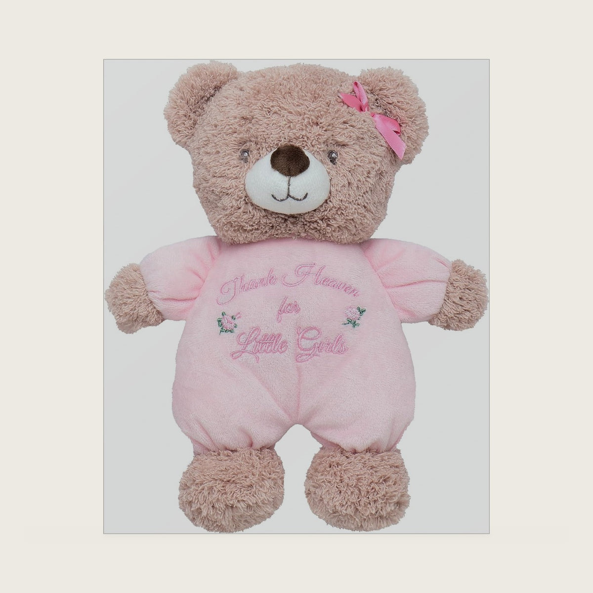 Baby Starters Little Me Plush Bear Rattle with Thank Heaven for Little Girls Embroidery (Pink, 9 inch)