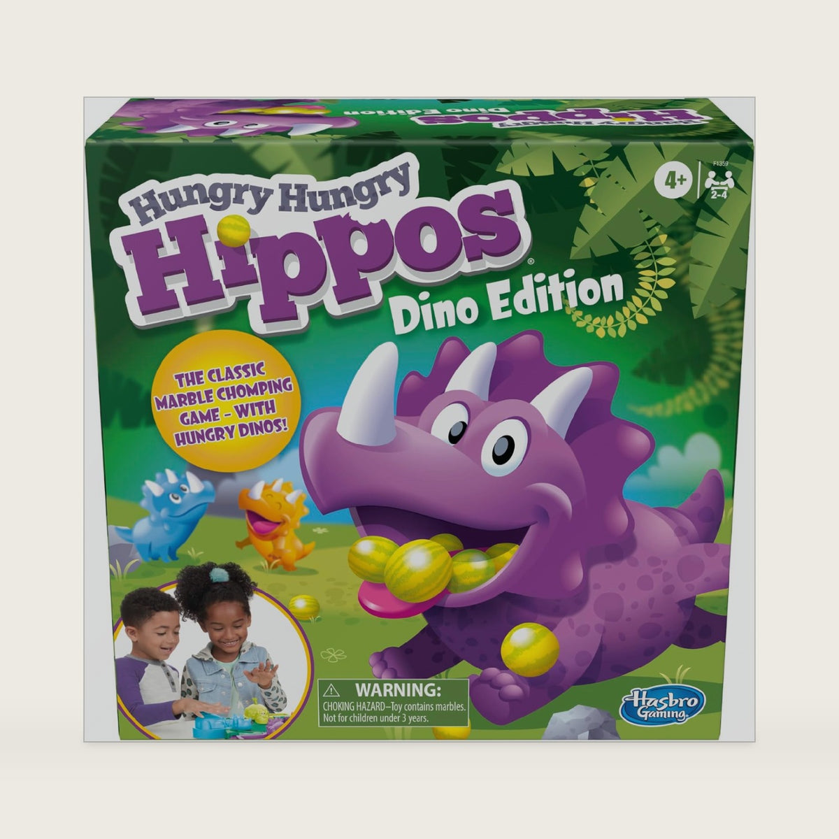 Hasbro Gaming Hungry Hungry Hippos Dino Edition Board Game, Pre-School Game for Ages 4 and Up; for 2 to 4 Players (Amazon Exclusive)