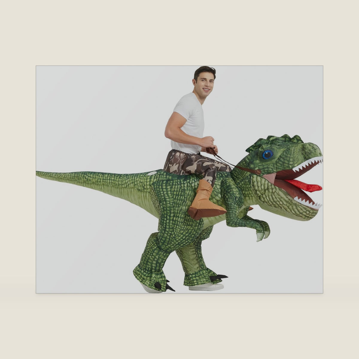 One Casa Inflatable Dinosaur Costume for Adult,Blow Up Halloween T Rex Suit
