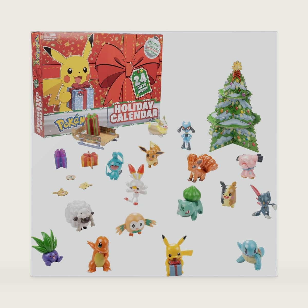 Pokemon 2024 Holiday Advent Calendar for Kids, 24 Gift Pieces - Includes 16 Toy Character Figures & 8 Christmas Accessories - Ages 4+