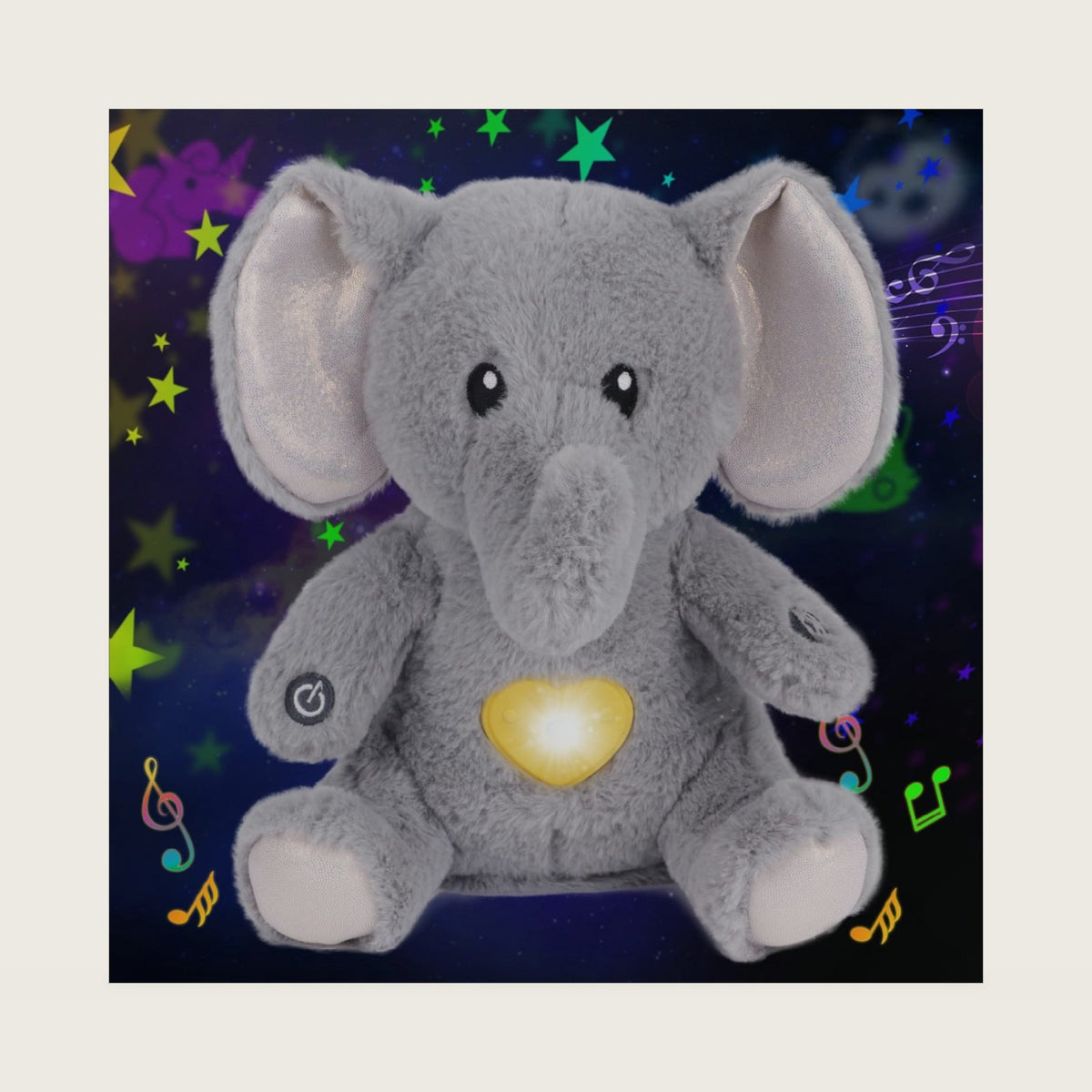 Plush Grey Elephant Star Projector Musical Singing Stuffed Animals